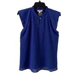 ANDREE BY UNIT | Women’s Blue Eyelet Button Keyhole Sleeveless Top Size S